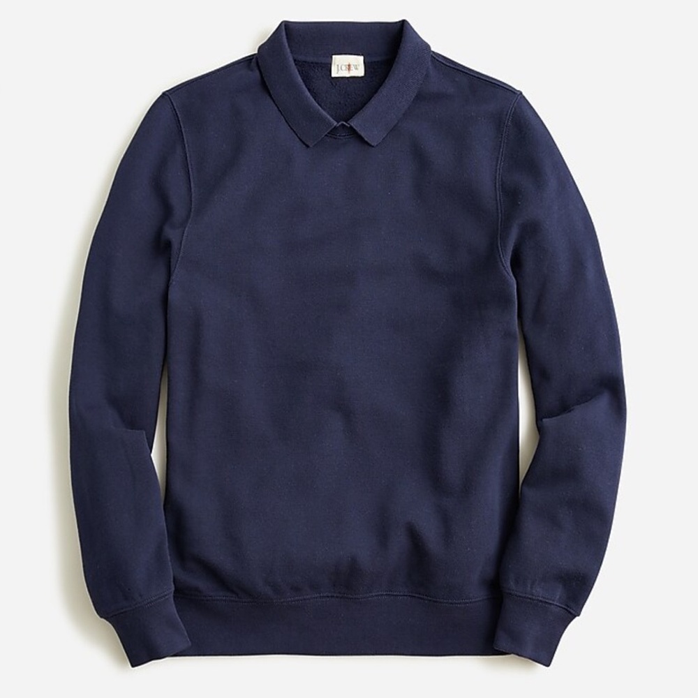 J.Crew Piqué fleece collared sweatshirt - navy blue